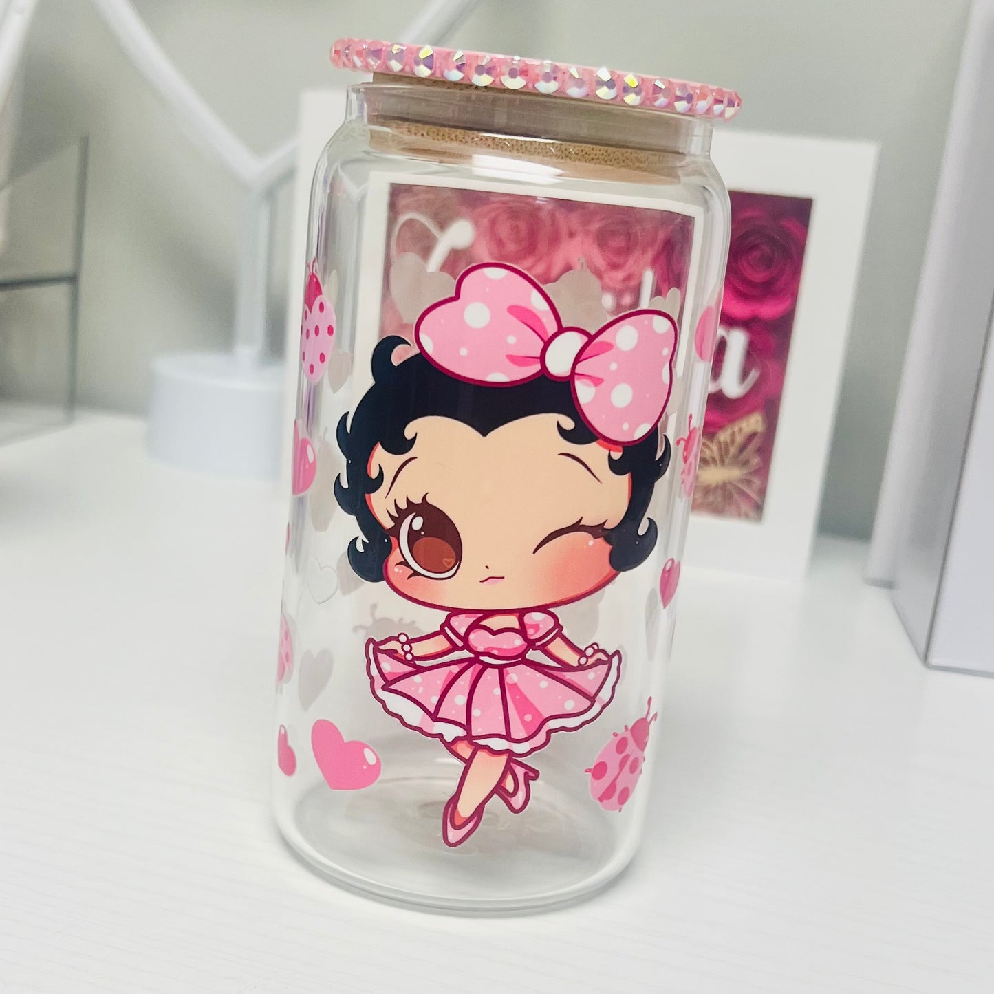Pink Boop Glass Cup
